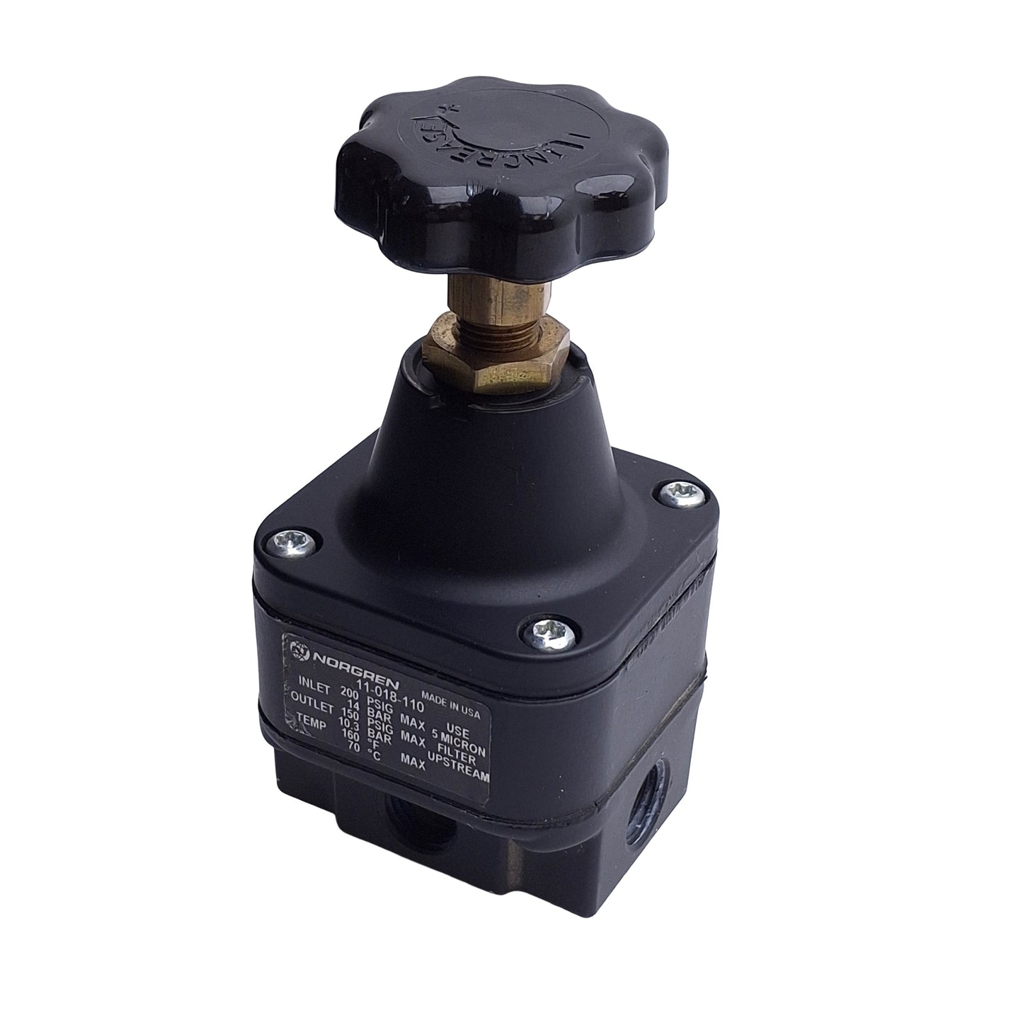 Used Norgren 11-018-110 Pressure Regulator, 1/4in PTF, 3-150psi Set Pressure, 12 SCFM