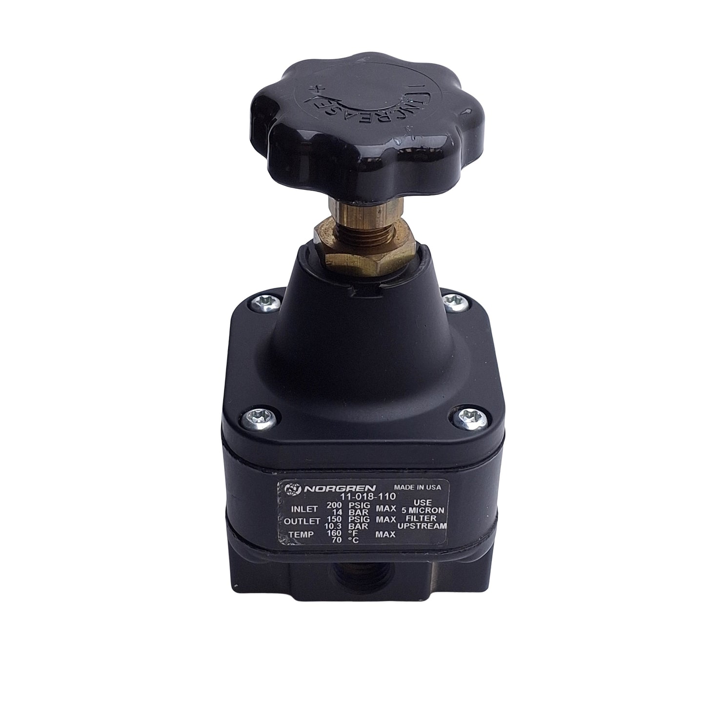 Used Norgren 11-018-110 Pressure Regulator, 1/4in PTF, 3-150psi Set Pressure, 12 SCFM