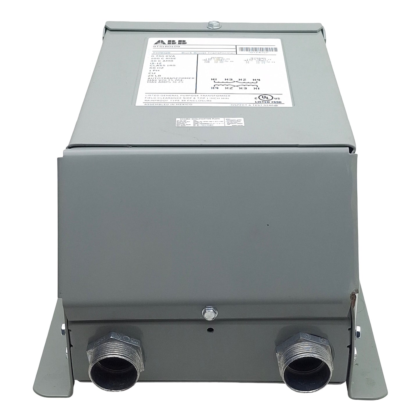 Used ABB 9T51B0109 Buck Boost Transformer, 0.75kVA, 120/240V 1PH 60Hz Pri, 12/24V Sec