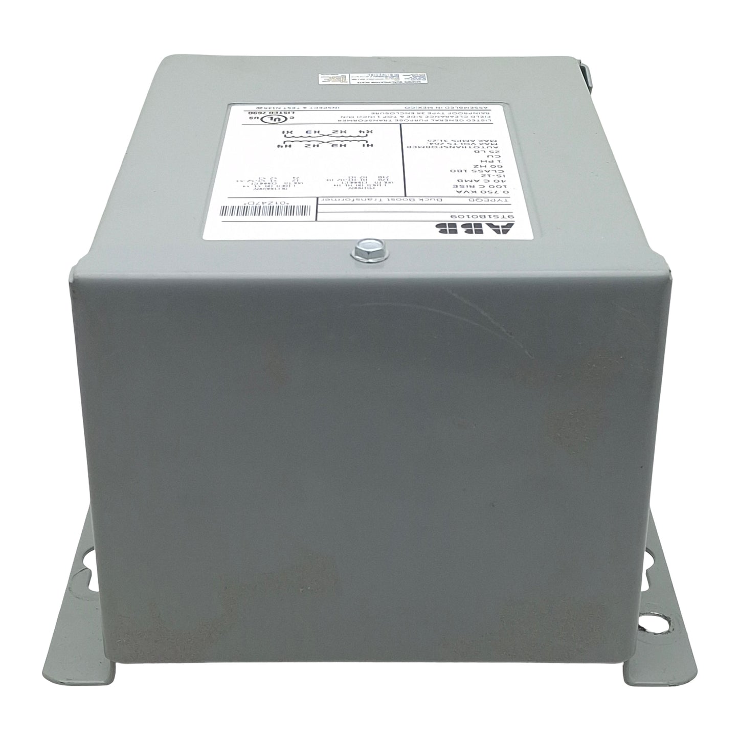 Used ABB 9T51B0109 Buck Boost Transformer, 0.75kVA, 120/240V 1PH 60Hz Pri, 12/24V Sec