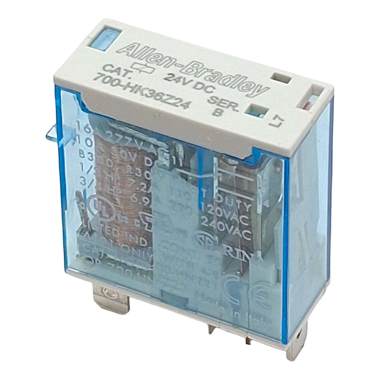 New Lot of 2 Allen Bradley 700-HK36Z24 Slim Line Relay, SPDT, 16A 277VAC, 24VDC Coil