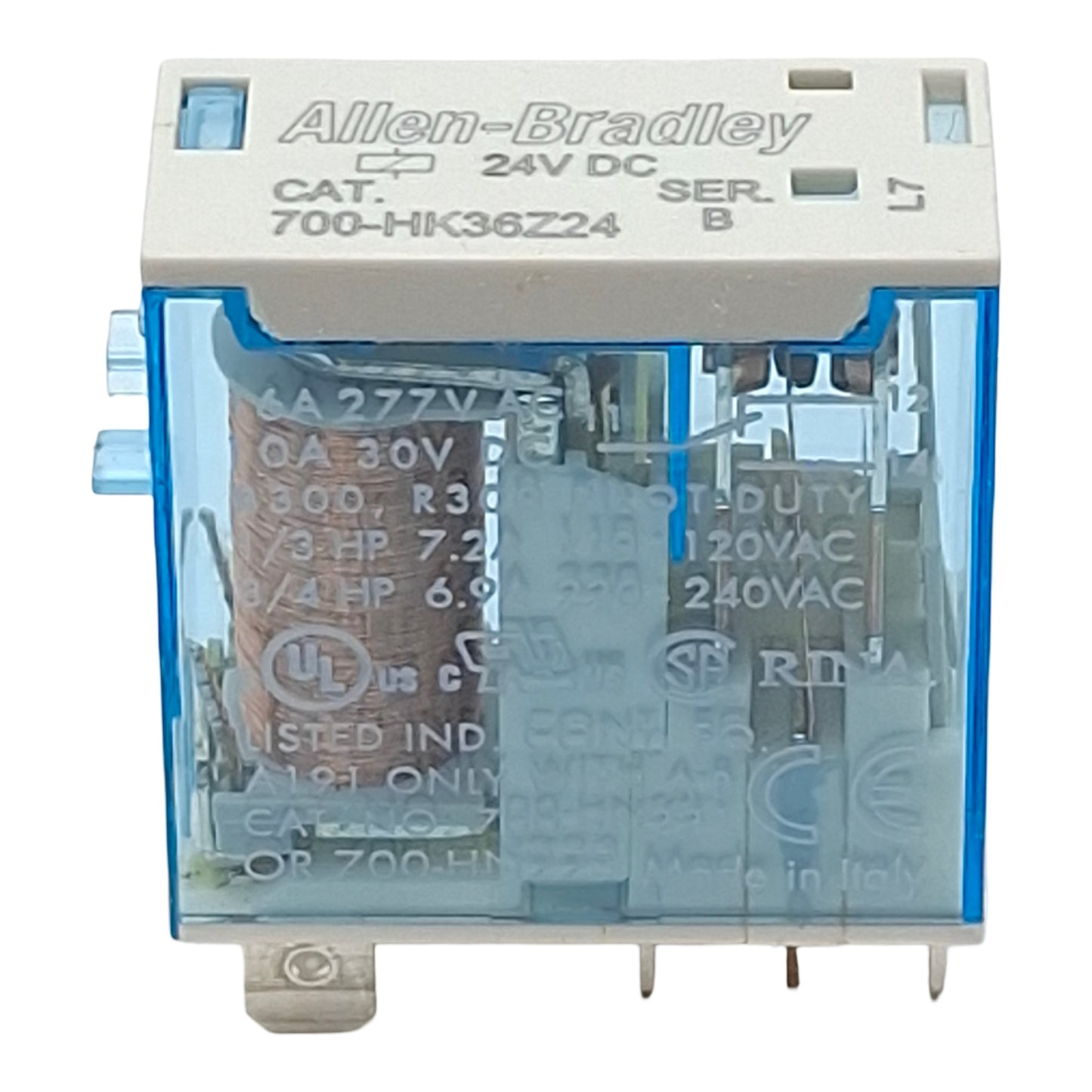 New Lot of 2 Allen Bradley 700-HK36Z24 Slim Line Relay, SPDT, 16A 277VAC, 24VDC Coil