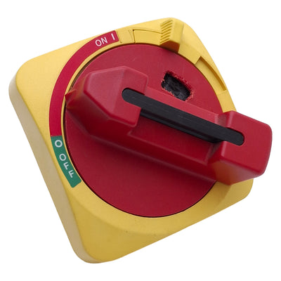 Used Allen Bradley 194R-HS1E Rotary Disconnect Switch Handle, Red/Yellow, ON-OFF, 90°