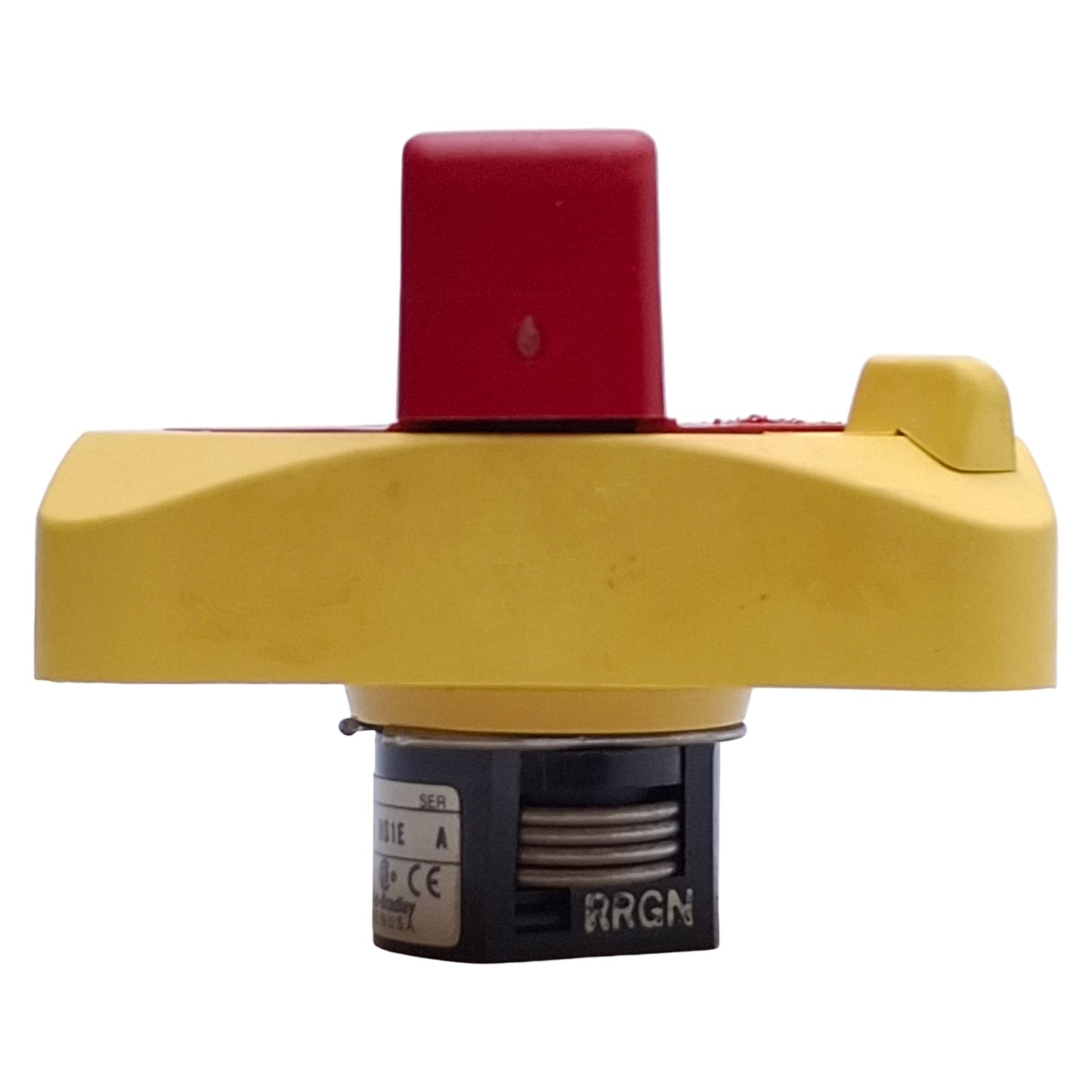 Used Allen Bradley 194R-HS1E Rotary Disconnect Switch Handle, Red/Yellow, ON-OFF, 90°
