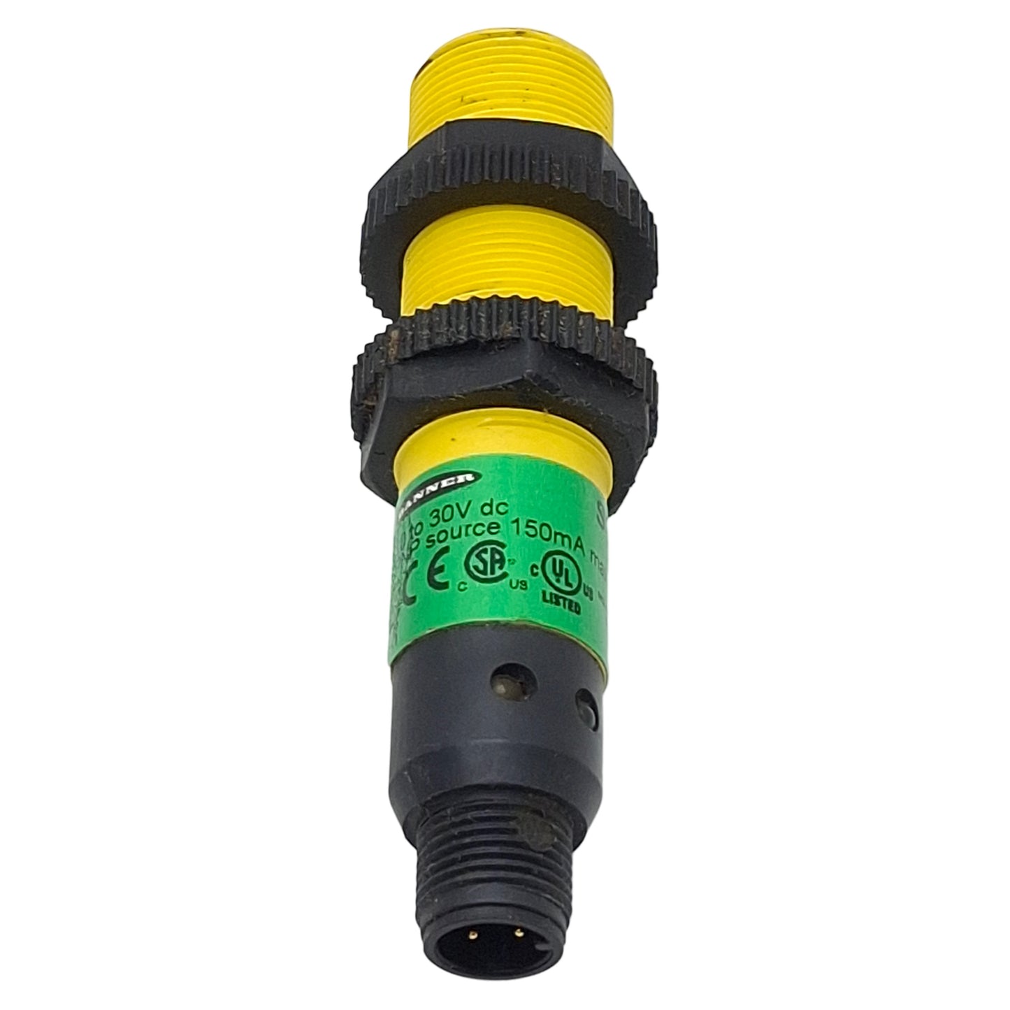 Used Banner S18SP6LPQ Photoelectric Sensor, PNP, 2m Range, 10-30VDC, 4-Pin M12 M, M18