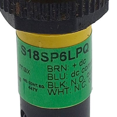 Used Banner S18SP6LPQ Photoelectric Sensor, PNP, 2m Range, 10-30VDC, 4-Pin M12 M, M18