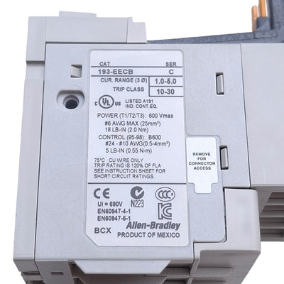 Used Allen Bradley 193-EECB Solid State Overload Relay 1.0-5.0A, 3-Phase, 600VAC