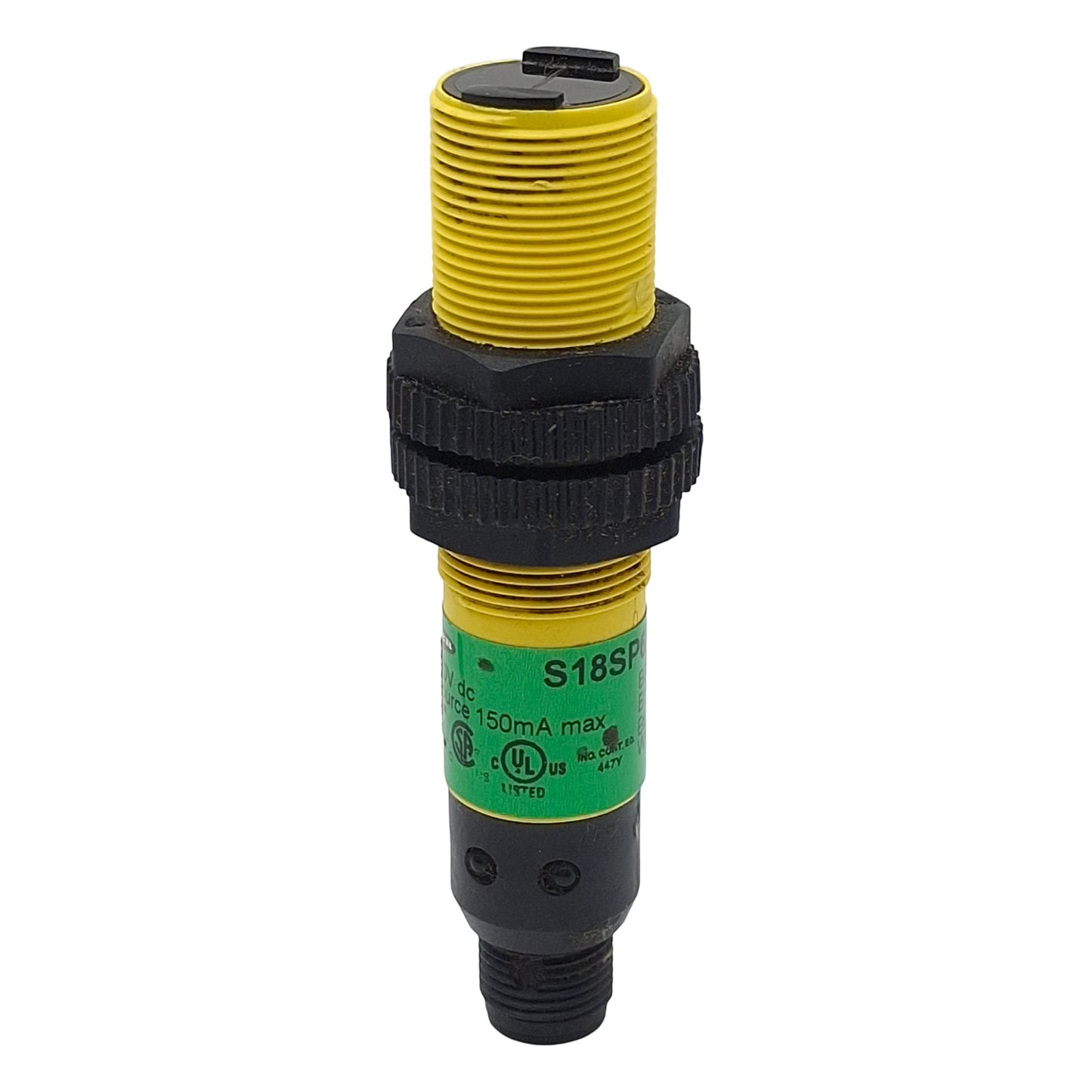 Used Banner S18SP6FF100Q Photoelectric Sensor, PNP, 100mm Range, 10-30VDC, 4-Pin M12