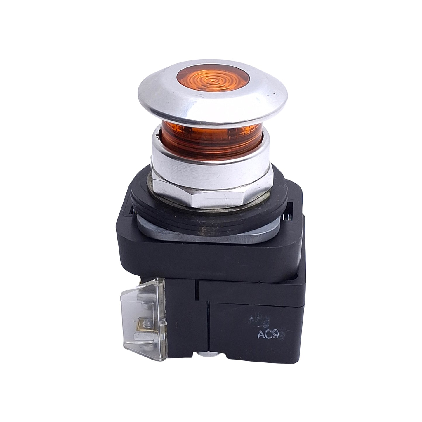 Used Allen Bradley 800T-FXQH2AA1 Push Pull Switch, Amber, 30mm, 1NO+1NC, 12-130V Lamp