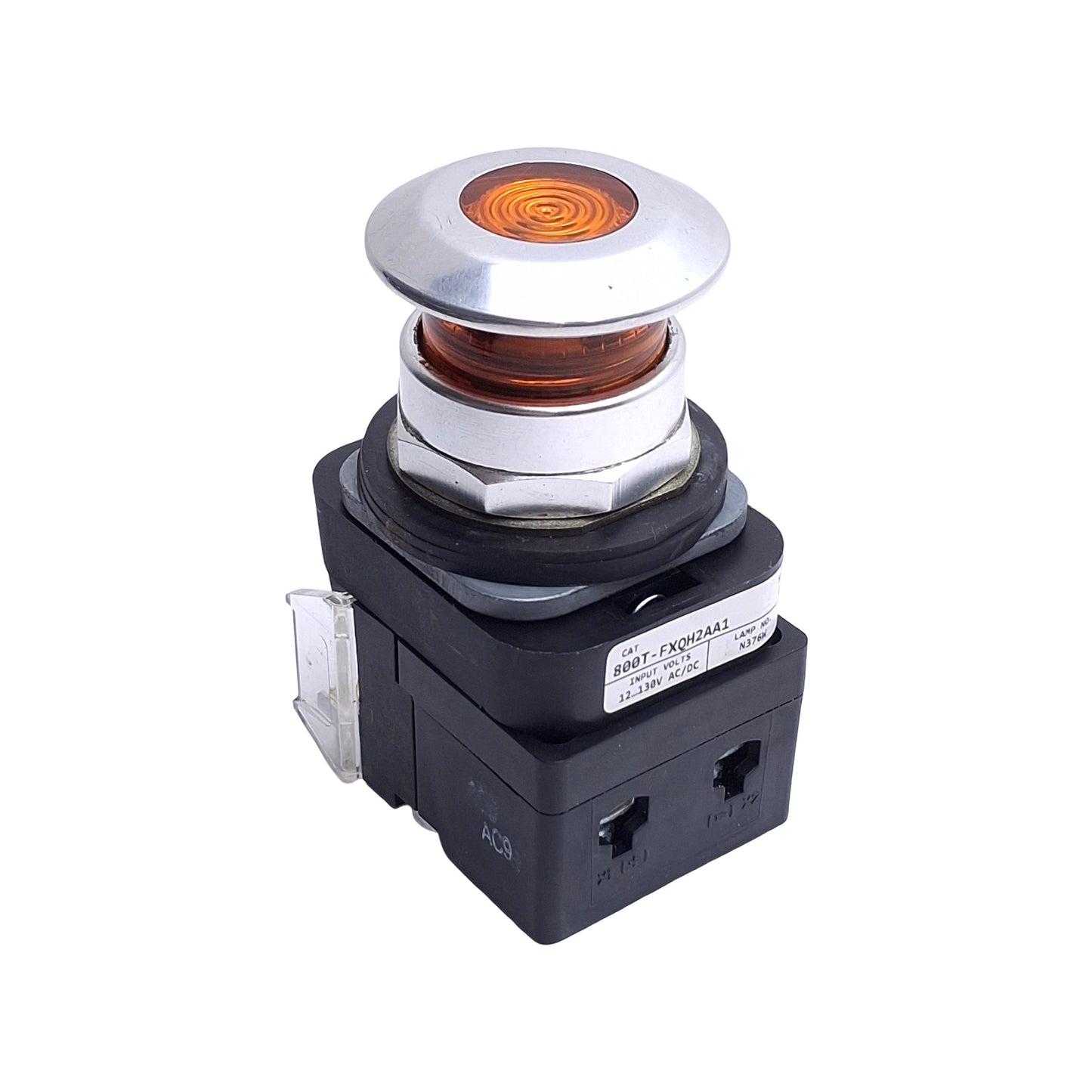 Used Allen Bradley 800T-FXQH2AA1 Push Pull Switch, Amber, 30mm, 1NO+1NC, 12-130V Lamp