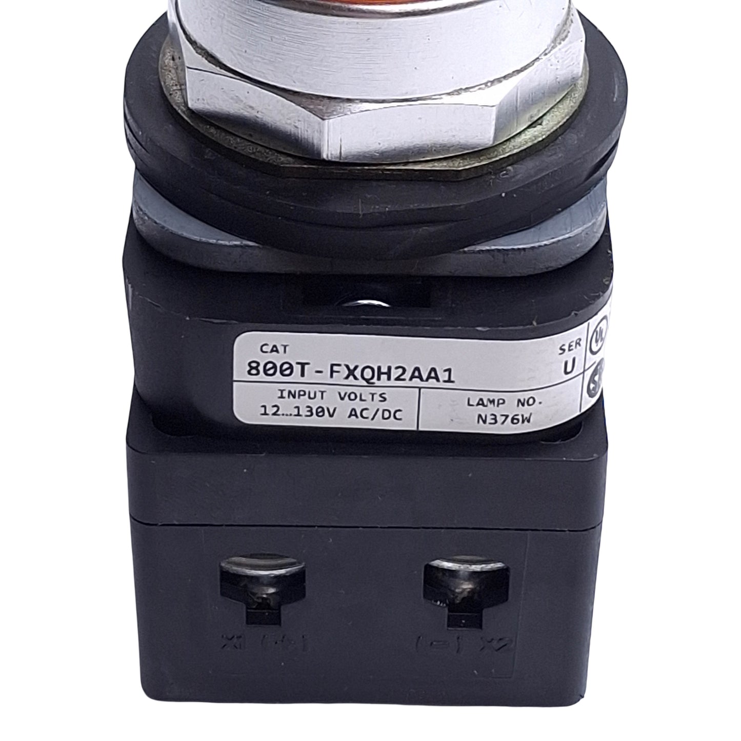 Used Allen Bradley 800T-FXQH2AA1 Push Pull Switch, Amber, 30mm, 1NO+1NC, 12-130V Lamp