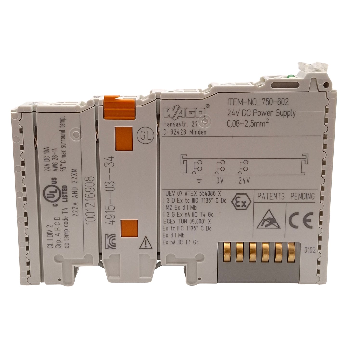 Used Lot of 3 Wago 750-602 PLC I/O System Power Supply Module, 24VDC 10A, DIN Rail