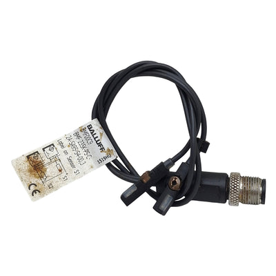 Used Balluff BMF00C9 2-Head Magnetic Field Sensor, PNP NO, 10-30VDC, 4-Pin M12 Male