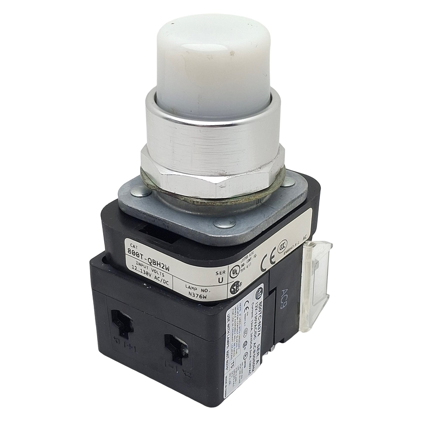 Used Allen Bradley 800T-QBH2W White Illuminated Momentary Push Button, ø30mm, 1NO/1NC