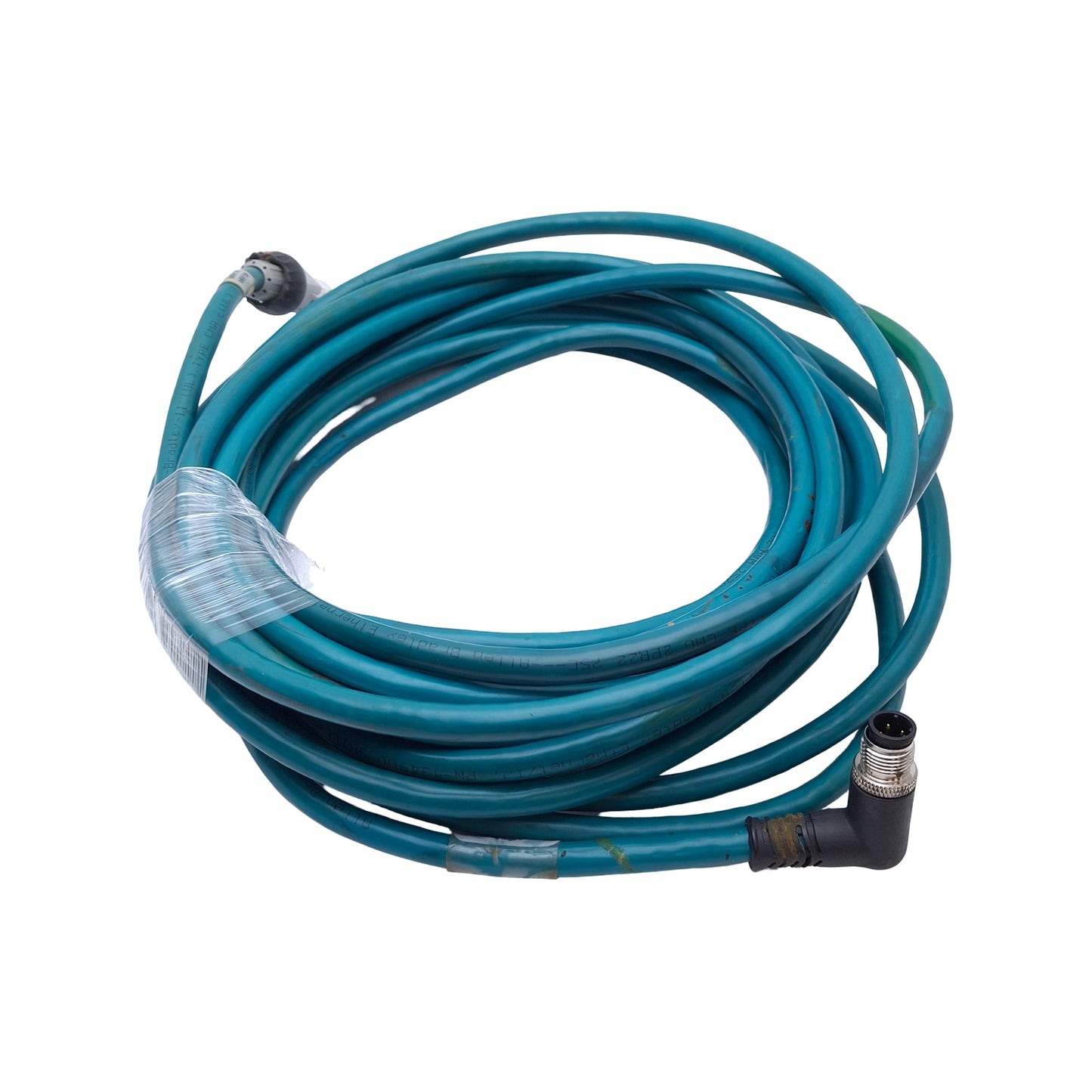 Used Allen Bradley 1585D-E4HB-15 Ethernet Media Cable, M12 4-Pin Male to RJ45, 25ft