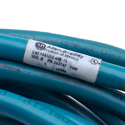 Used Allen Bradley 1585D-E4HB-15 Ethernet Media Cable, M12 4-Pin Male to RJ45, 25ft