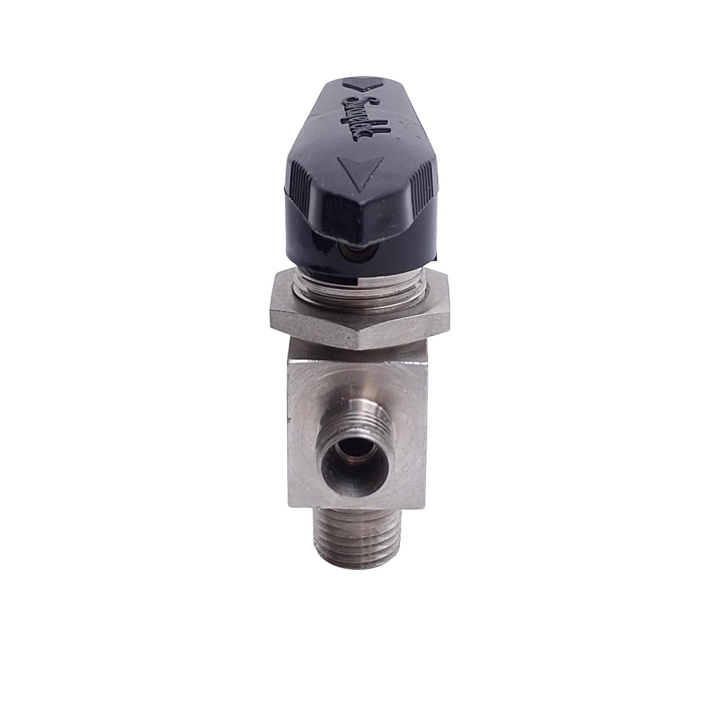 Used Swagelok SS-43XS4-S4-M4 Instrument Ball Valve, 3-Way, 1/4in Swagelok To NPT