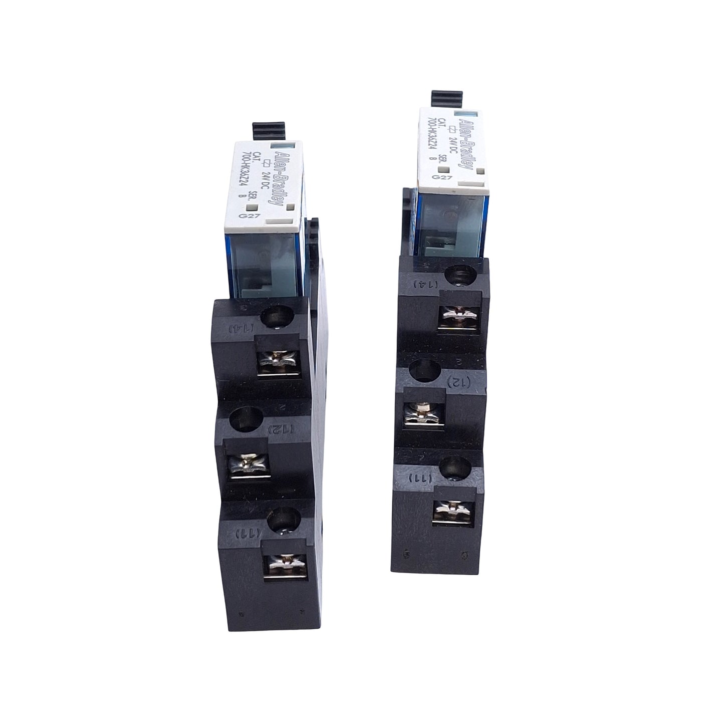 Used Lot of 2 Allen Bradley 700-HK36Z24 Slim Line Relay W/ Socket, SPDT, 24VDC Coil