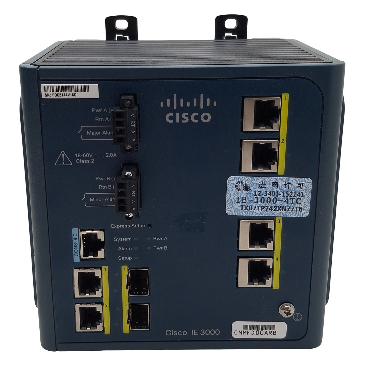 New – Open box Cisco IE-3000-4TC Industrial Ethernet Switch, Layer 2, 4x 10/100 Ports, 18-60VDC