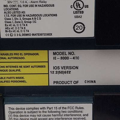 Used Cisco IE-3000-4TC Industrial Ethernet Switch Layer 2, 4x 10/100 Ports, 18-60VDC