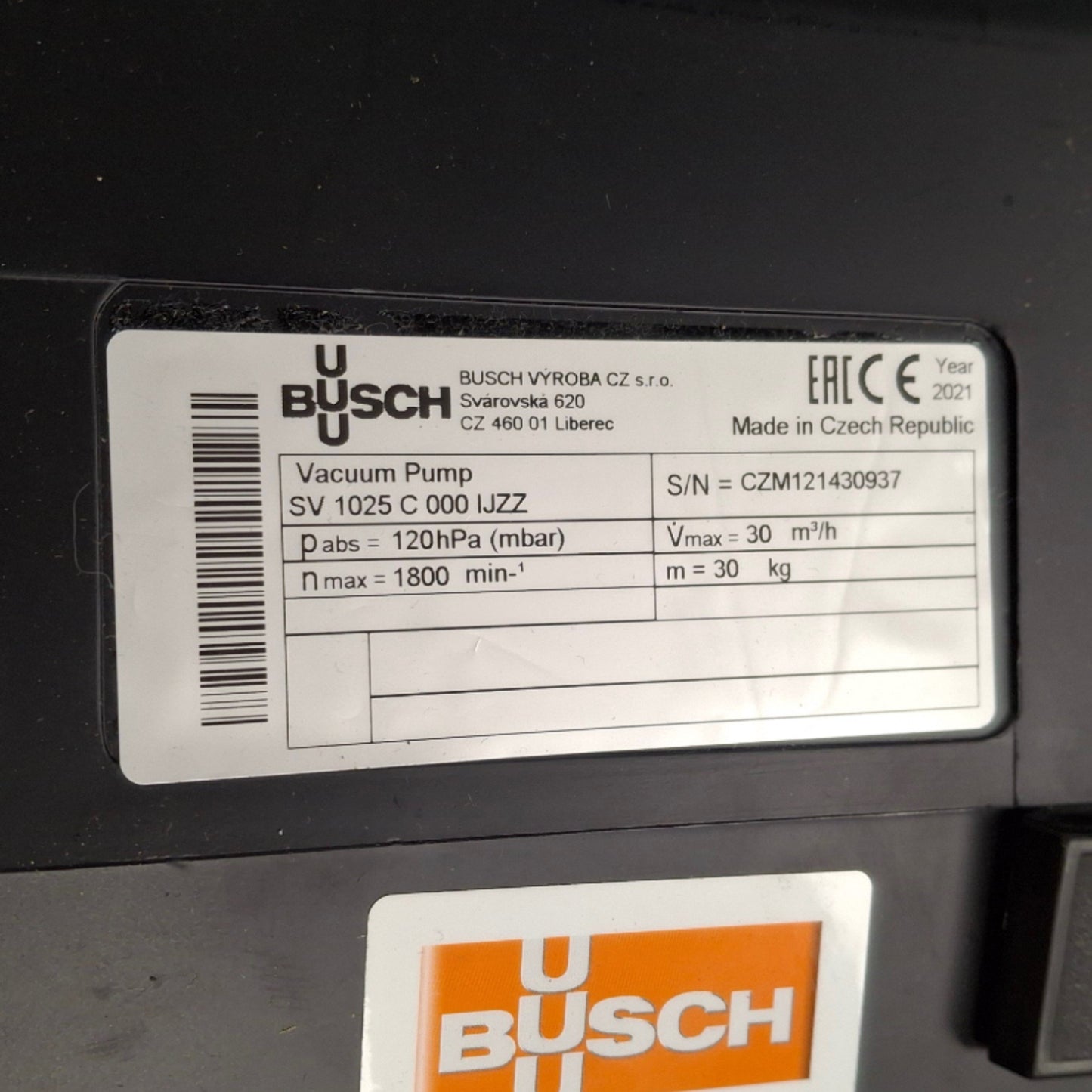 For parts or not working Busch SV1025C000IJZZ Dry Vacuum Pump, 120 hPA Max, 230/460V 3-PH, * FOR PARTS *