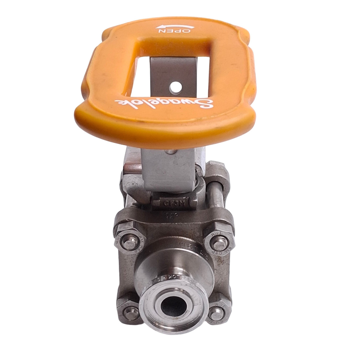Used Swagelok SS-63TTS8 Stainless Steel 3-Piece Ball Valve, 1/2in Sanitary, 300 psig