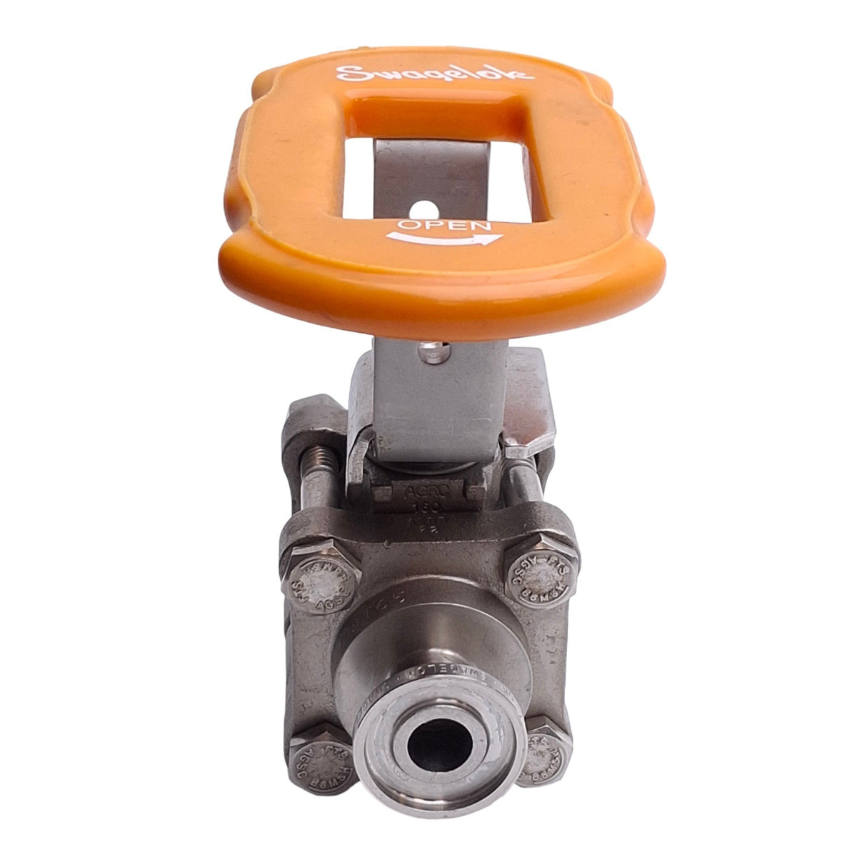 Used Swagelok SS-63TTS8 Stainless Steel 3-Piece Ball Valve, 1/2in Sanitary, 300 psig