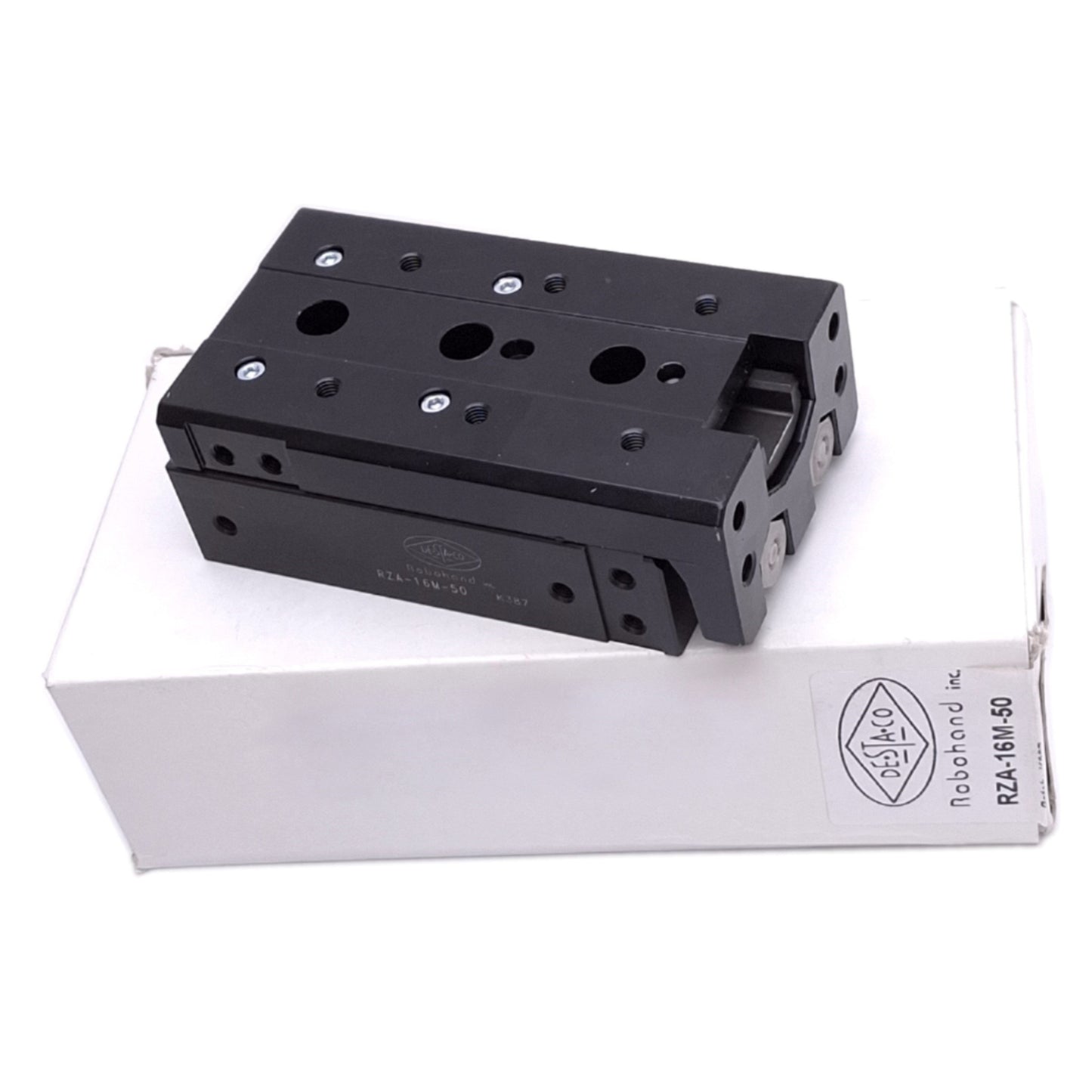 New DESTACO Robohand RZA-16M-50 Air Slide Table, 16mm Bore, 50mm Stroke, M5, 100psi