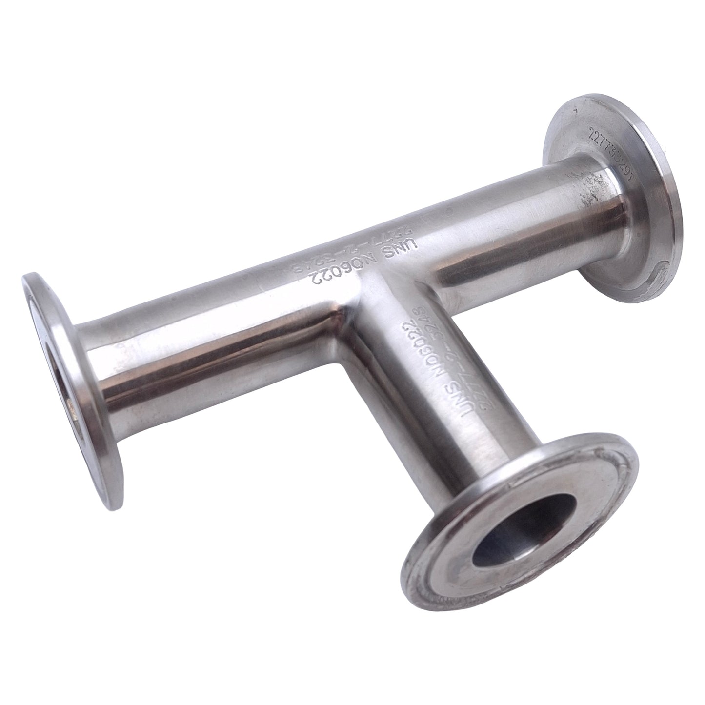Used Stainless Steel Sanitary Tri-Clamp Tee Fitting 5.25in x 3.1in, 1in Tri-Clamp