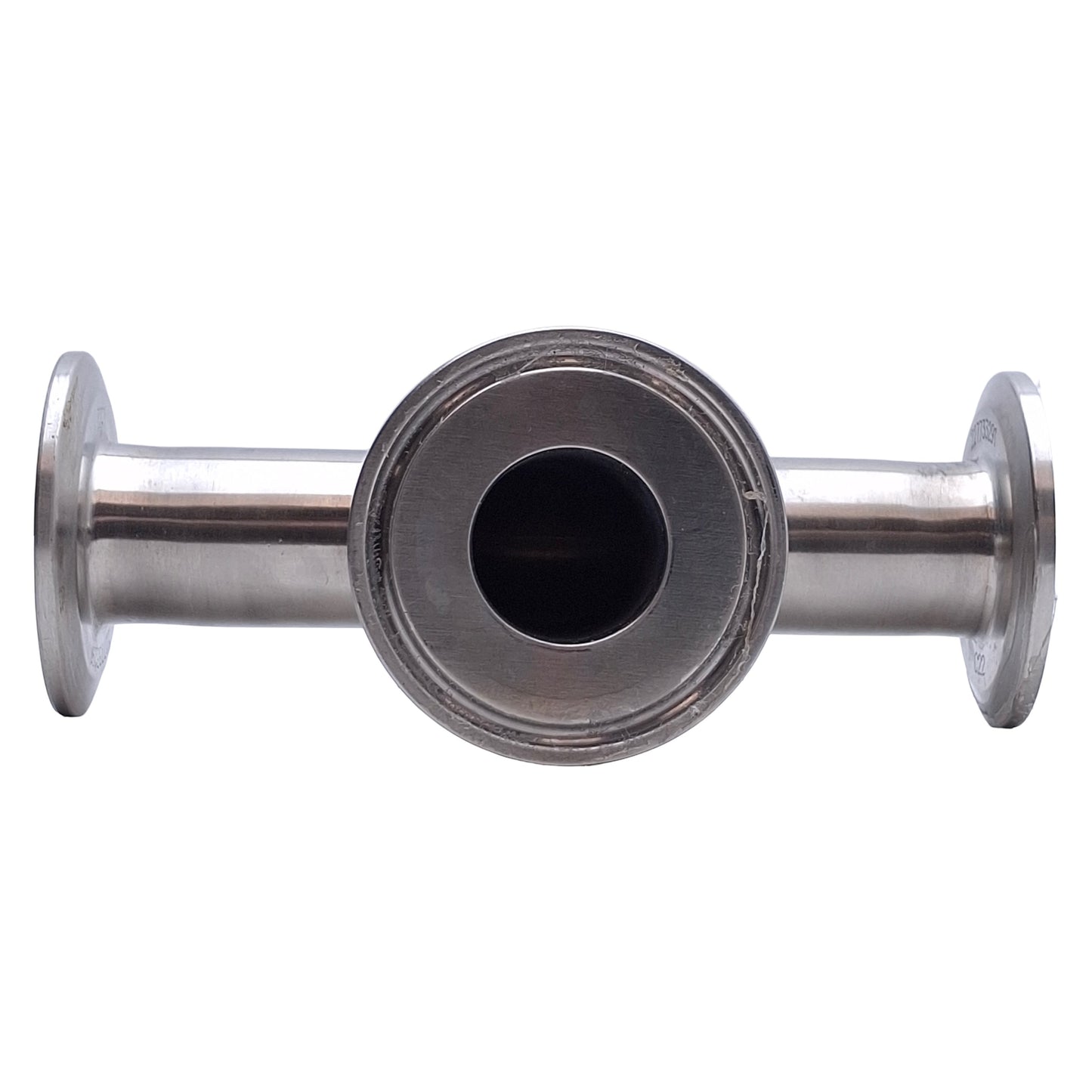 Used Stainless Steel Sanitary Tri-Clamp Tee Fitting 5.25in x 3.1in, 1in Tri-Clamp