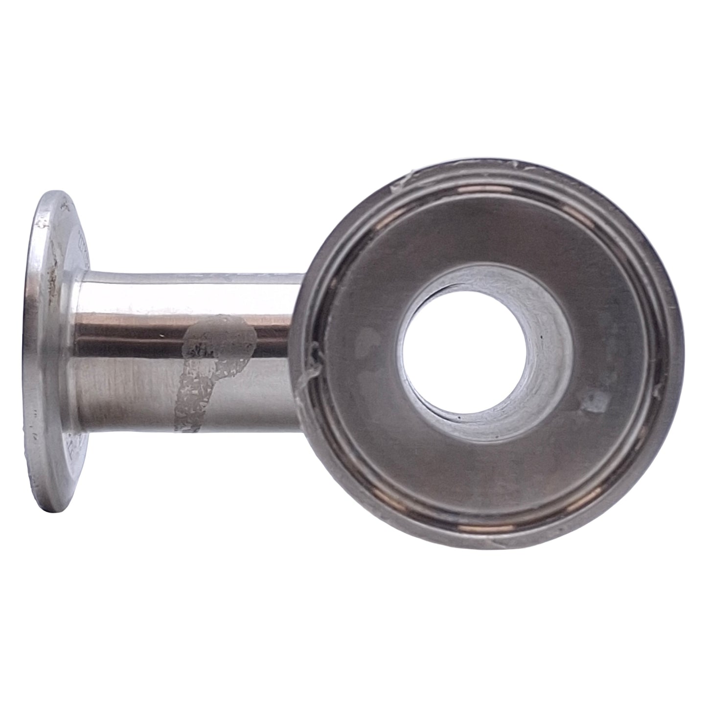 Used Stainless Steel Sanitary Tri-Clamp Tee Fitting 5.25in x 3.1in, 1in Tri-Clamp