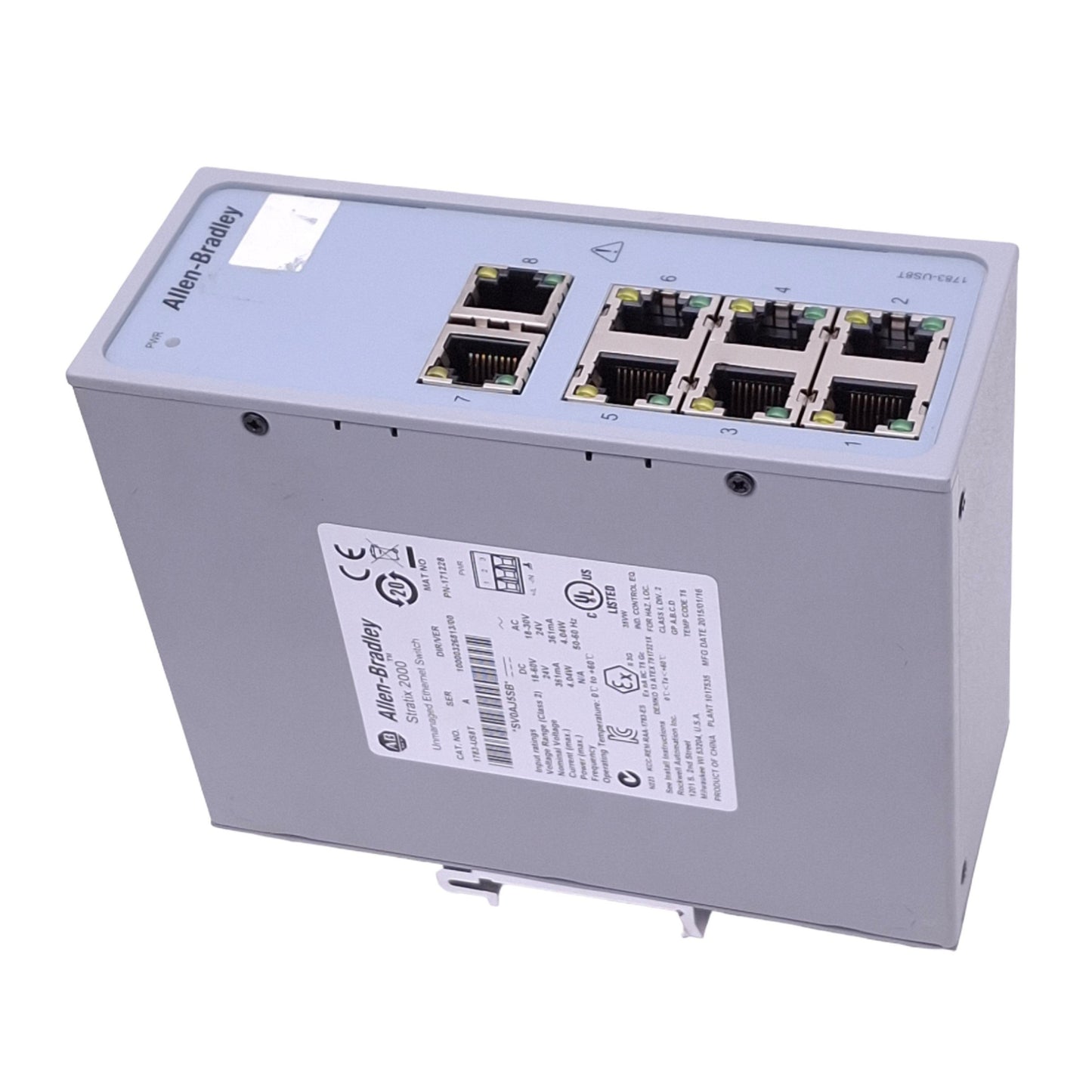 Used Allen Bradley 1783-US8T Stratix 2000 Ethernet Switch, 8-Port 10/100Mbps RJ45