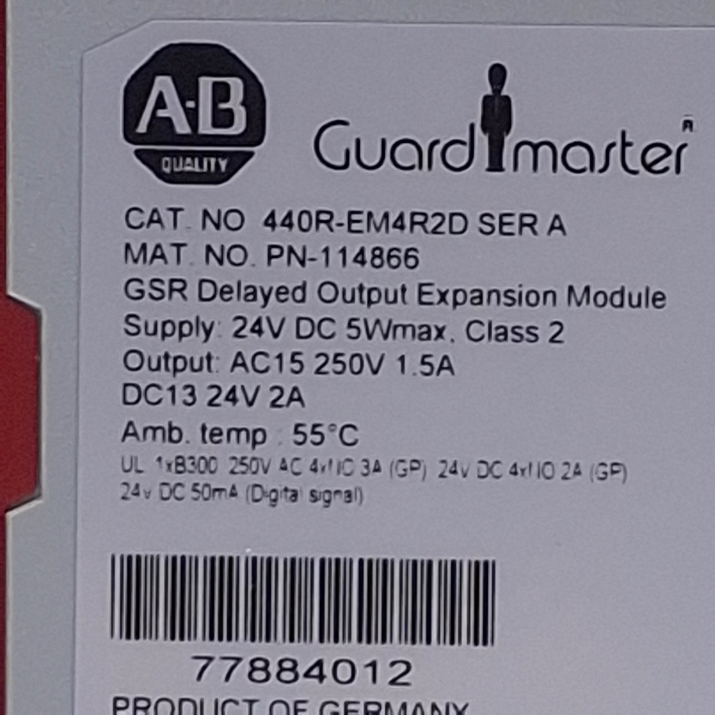 Used Allen Bradley 440R-EM4R2D GSR Delayed Output Expansion Module, 4NO, 24VDC