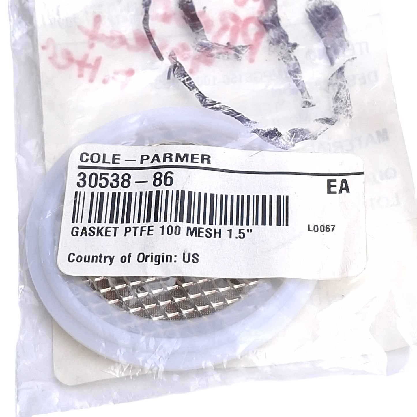 New – Open box Cole Parmer 30538-86 40MPGS150-100&10SS Sanitary Gasket 1.5in, 100 & 10 Mesh