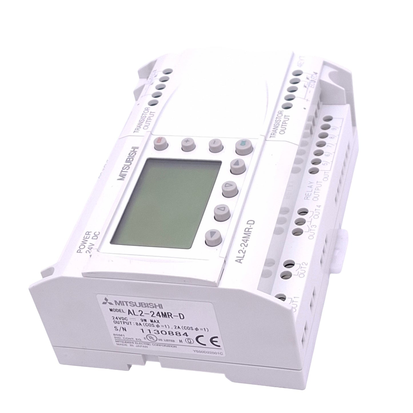 Used Mitsubishi AL2-24MR-D Control Unit for MELSEC-F Alpha2 PLC, 24DI/O 8AI, 24VDC