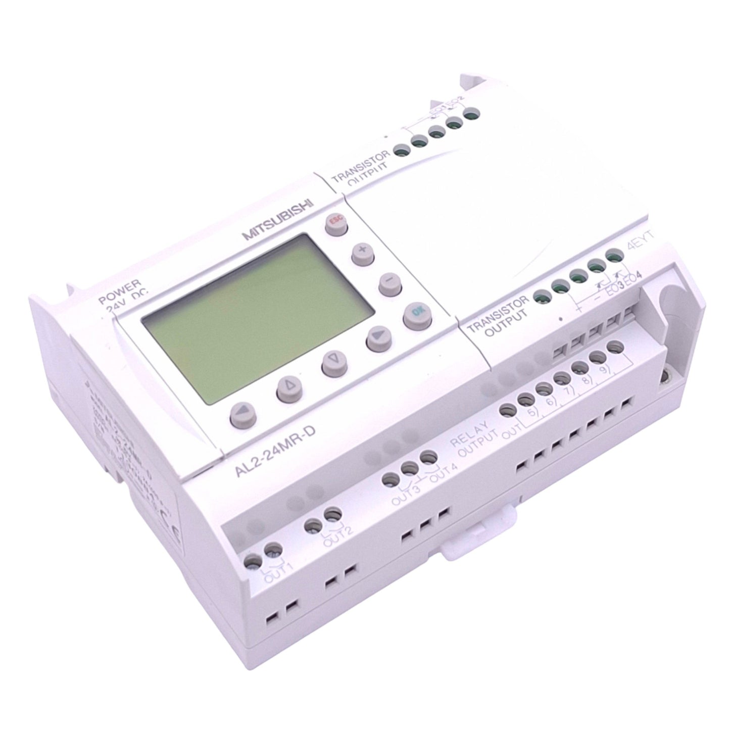 Used Mitsubishi AL2-24MR-D Control Unit for MELSEC-F Alpha2 PLC, 24DI/O 8AI, 24VDC
