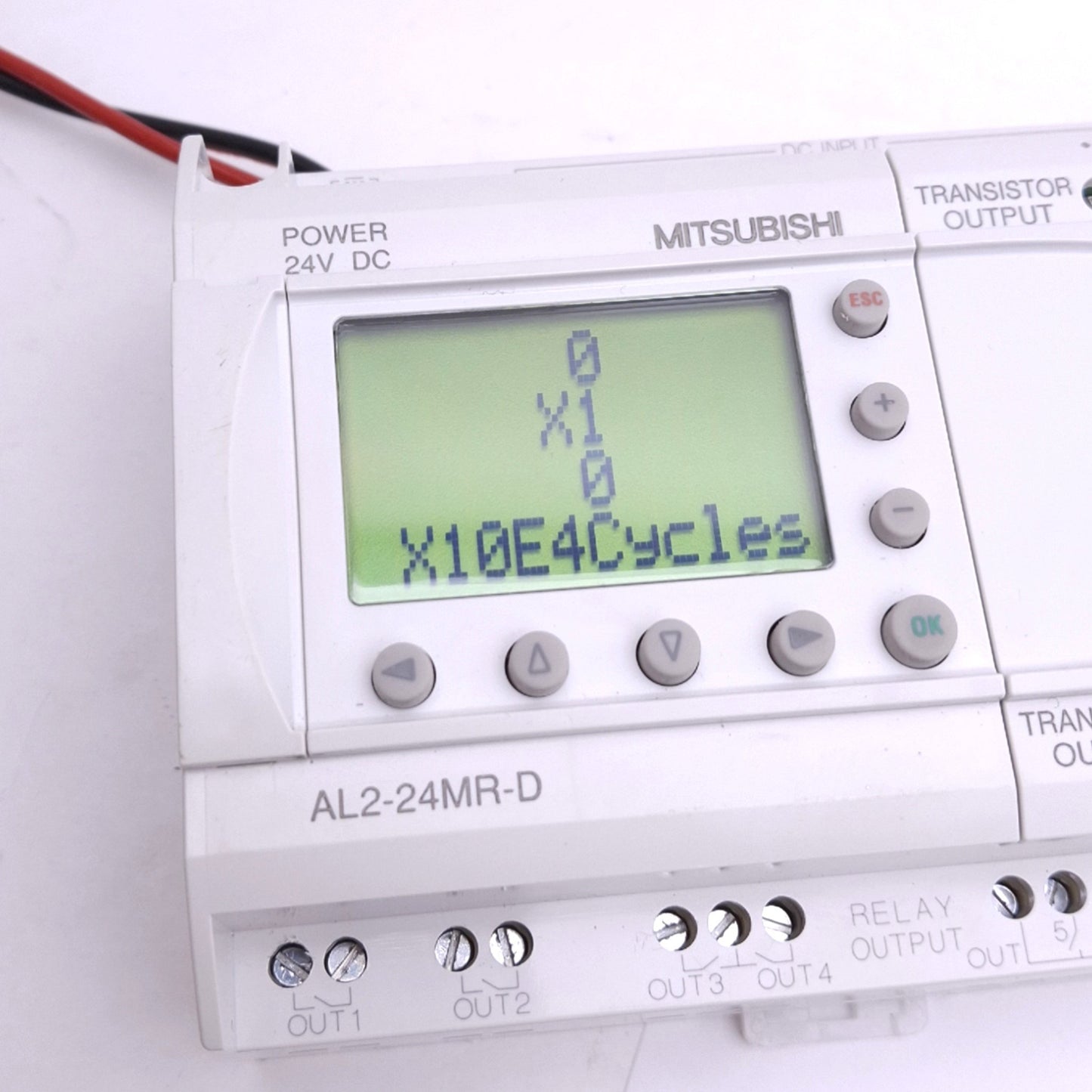 Used Mitsubishi AL2-24MR-D Control Unit for MELSEC-F Alpha2 PLC, 24DI/O 8AI, 24VDC