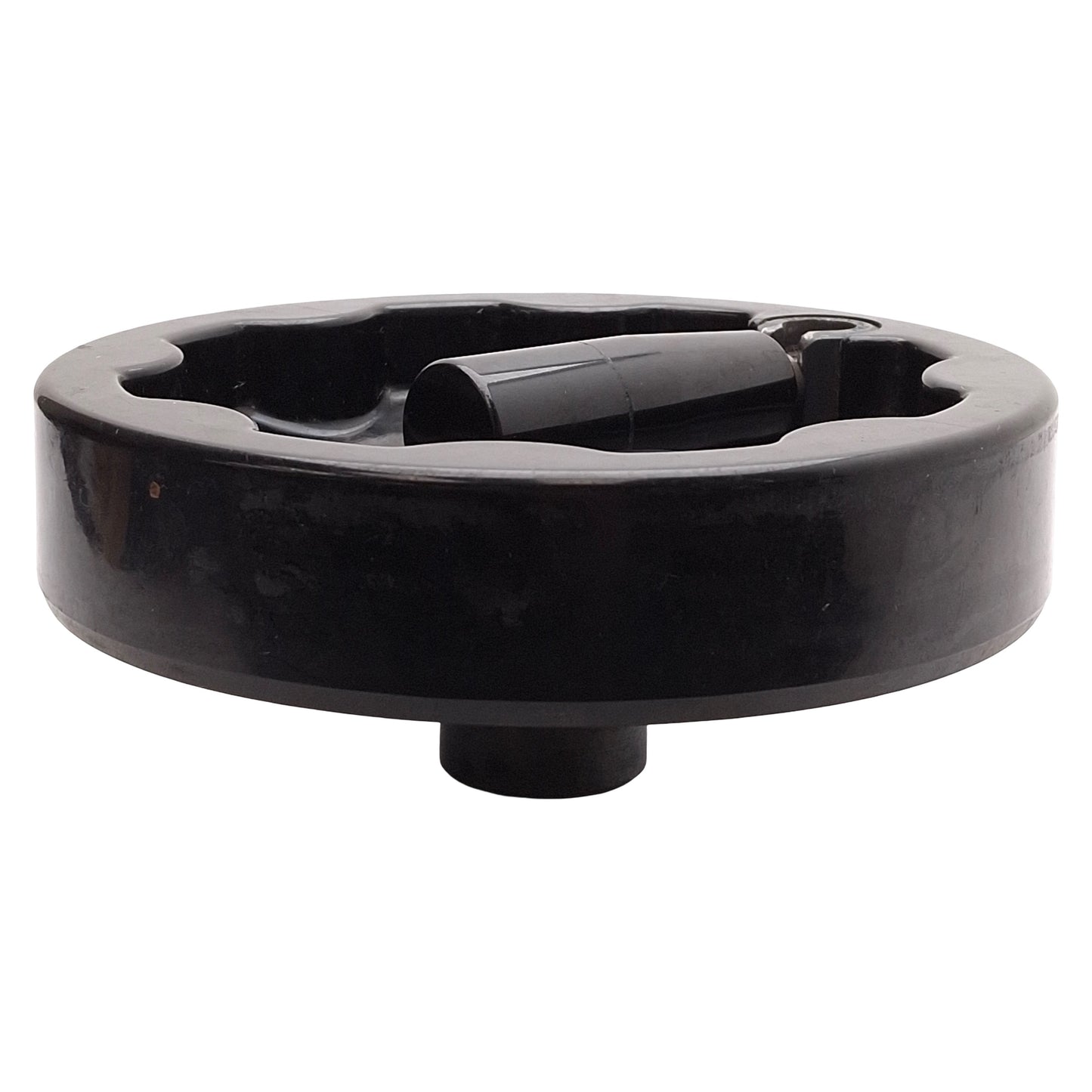 Used Elesa Solid Handwheel w/ Fold-Away Handle, ø150mm OD, ø5/8in Bore, Black