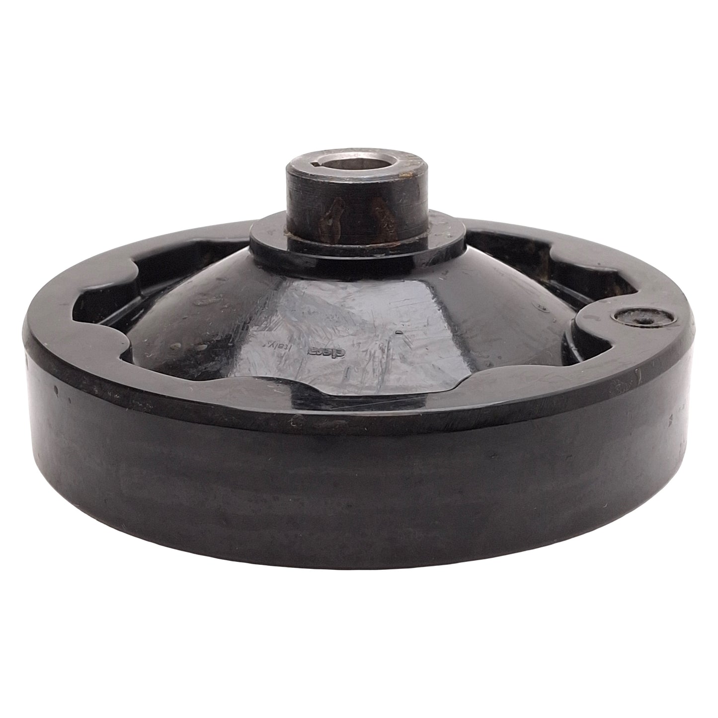 Used Elesa Solid Handwheel w/ Fold-Away Handle, ø150mm OD, ø5/8in Bore, Black