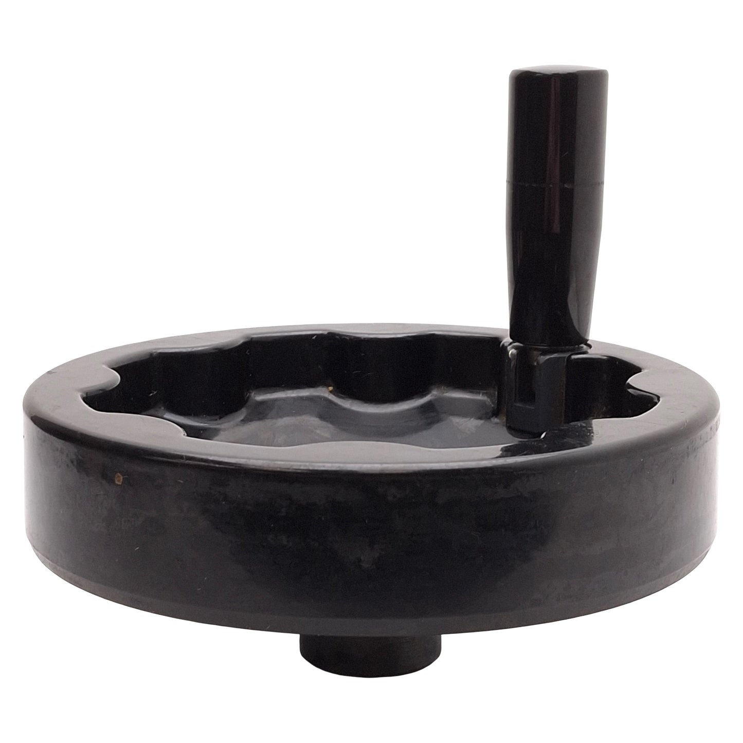 Used Elesa Solid Handwheel w/ Fold-Away Handle, ø150mm OD, ø5/8in Bore, Black
