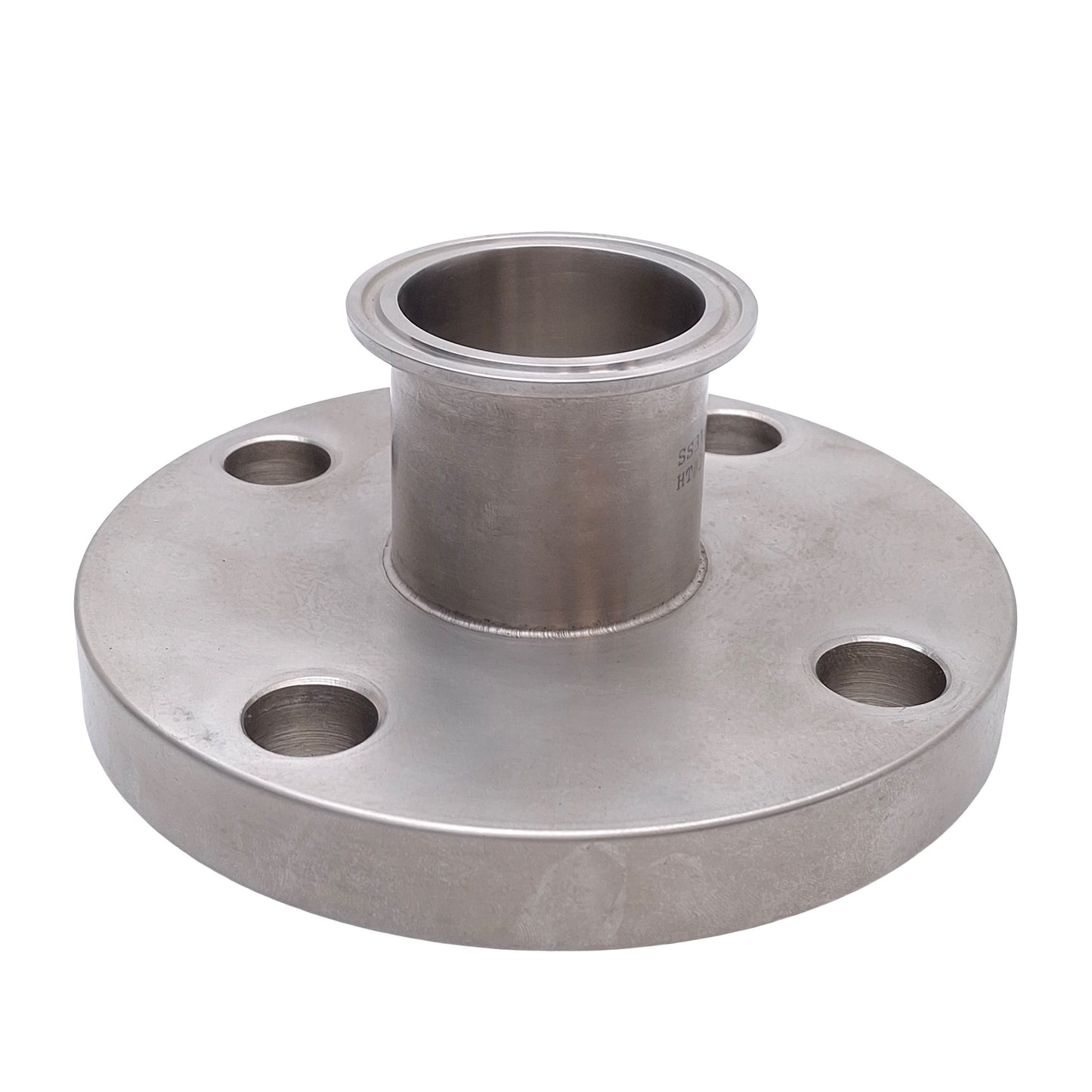 Used Viraj 2 150LB B16 A/SA182 Sanitary Flange Adapter, Bolt Flange to 2in Sanitary