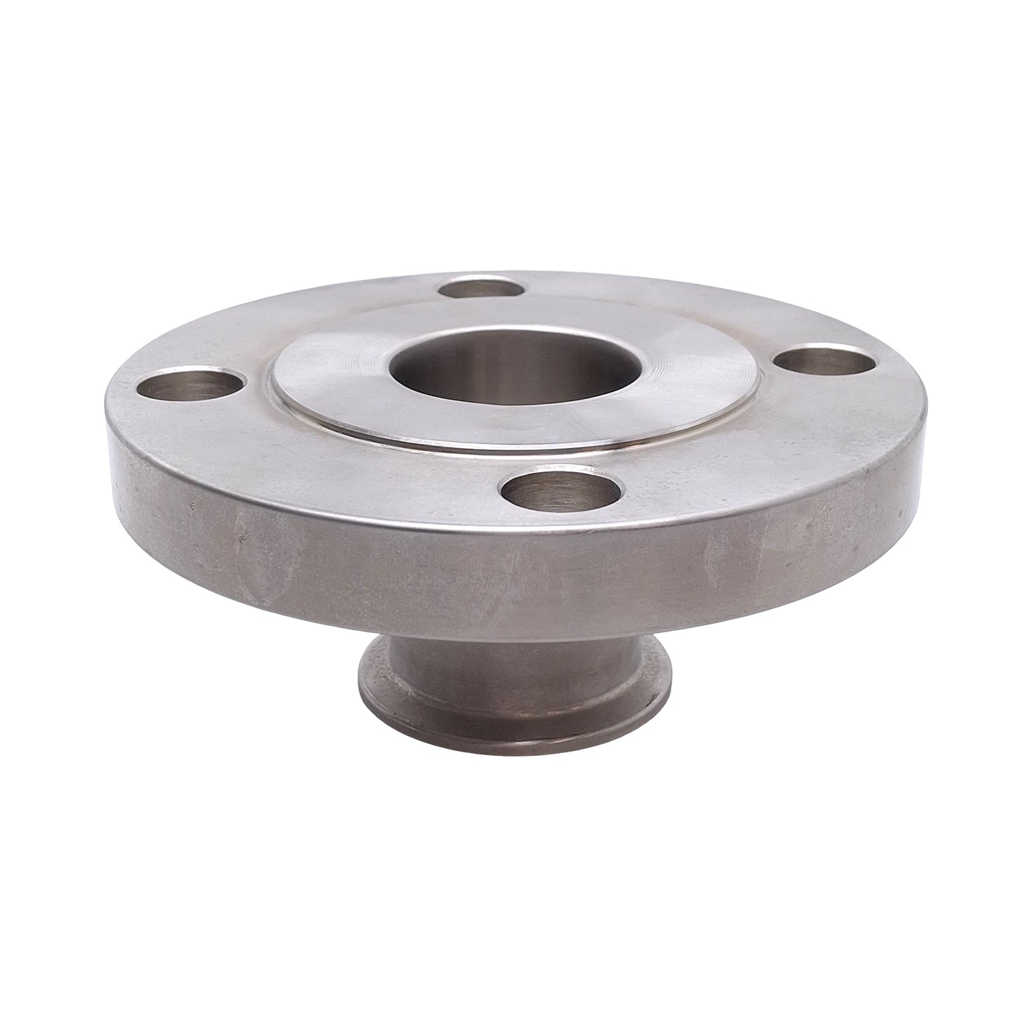 Used Viraj 2 150LB B16 A/SA182 Sanitary Flange Adapter, Bolt Flange to 2in Sanitary