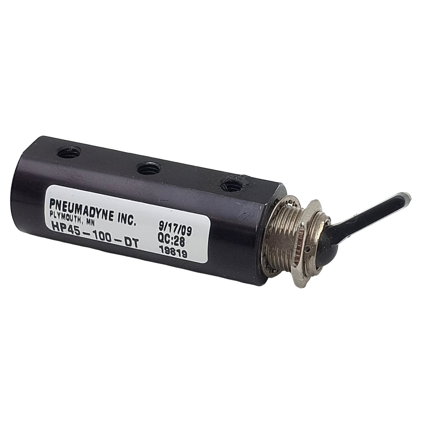 Used Pneumadyne HP45-100-DT Detented Toggle Air Control Valve, 4-Way, 5-Port, #10-32