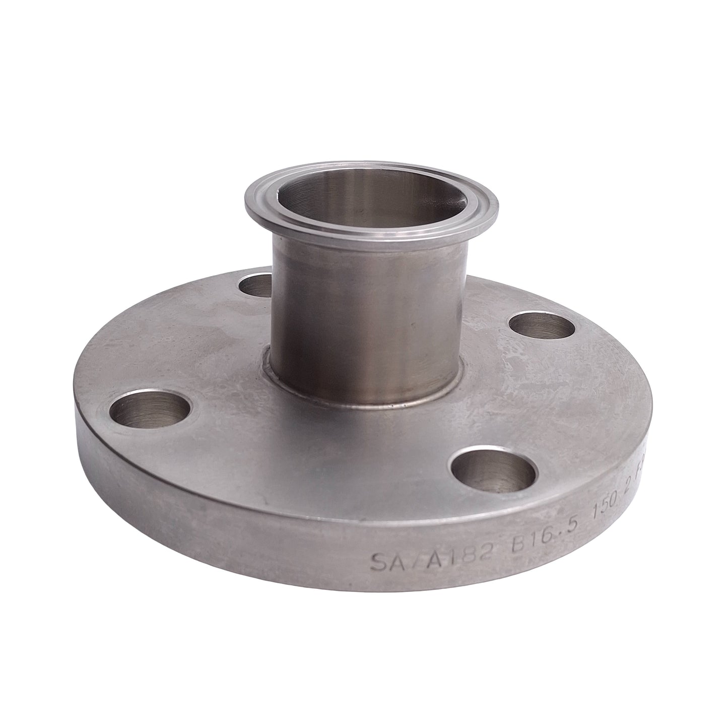Used Shinsei SA A182 B16.5 150 2 Sanitary Flange Adapter, Bolt Flange to 2in Sanitary