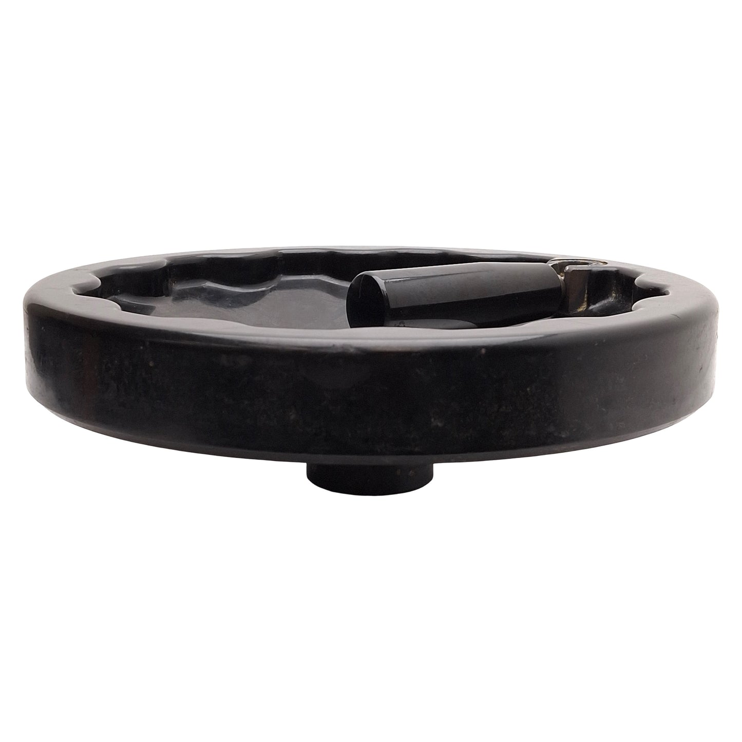 Used Elesa Solid Handwheel w/ Fold-Away Handle, ø250mm OD, ø5/8in Bore, Black