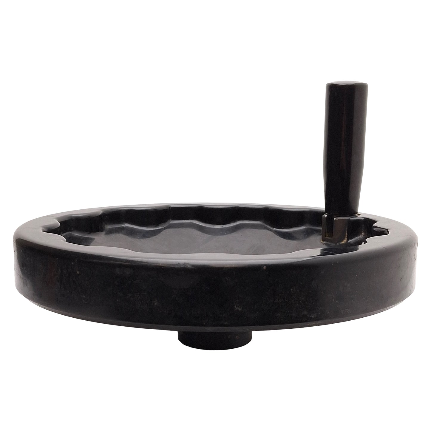 Used Elesa Solid Handwheel w/ Fold-Away Handle, ø250mm OD, ø5/8in Bore, Black