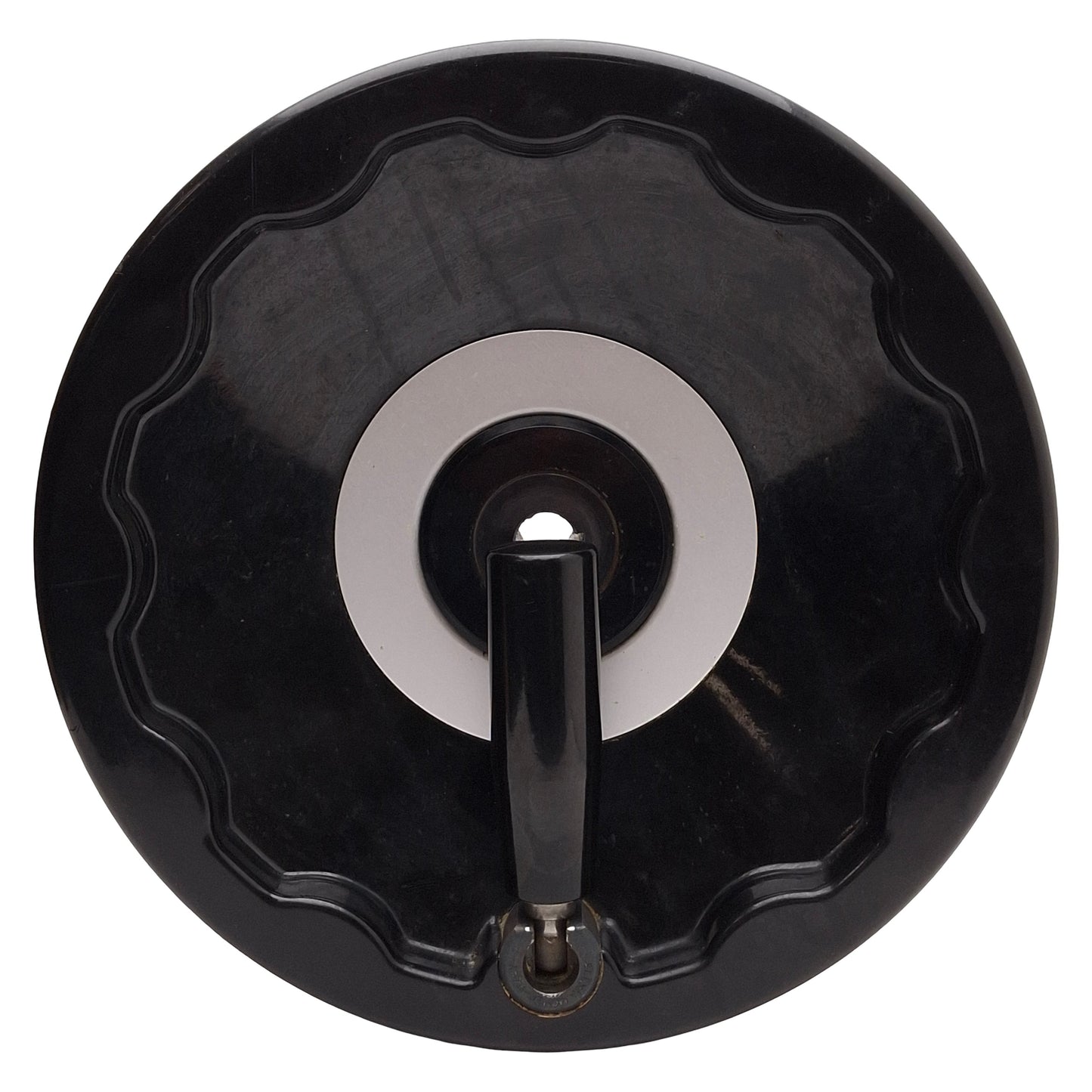 Used Elesa Solid Handwheel w/ Fold-Away Handle, ø250mm OD, ø5/8in Bore, Black