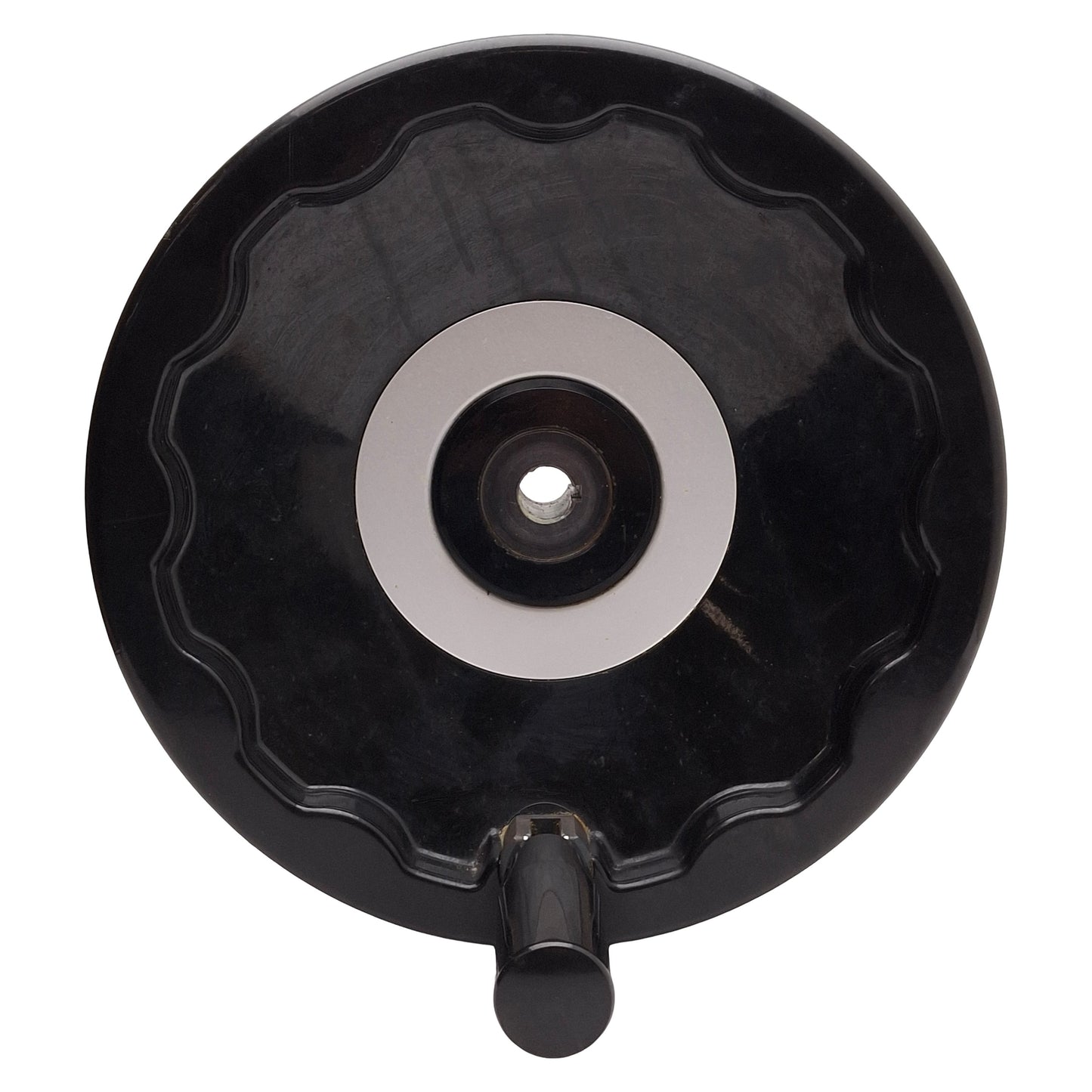Used Elesa Solid Handwheel w/ Fold-Away Handle, ø250mm OD, ø5/8in Bore, Black