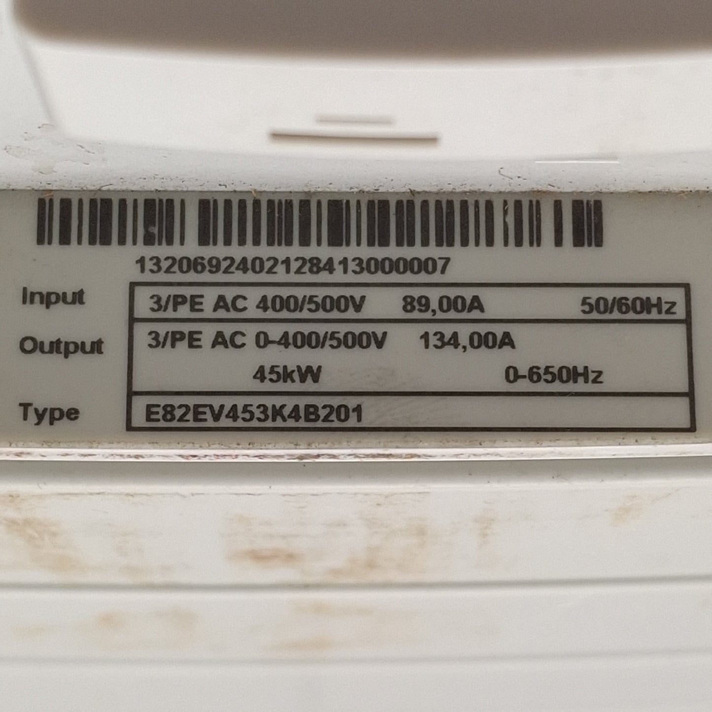 Used Lenze E82EV453K4B201 8200 Vector Drive Inverter, 45kW, 3Ø 400/500VAC 89A Input