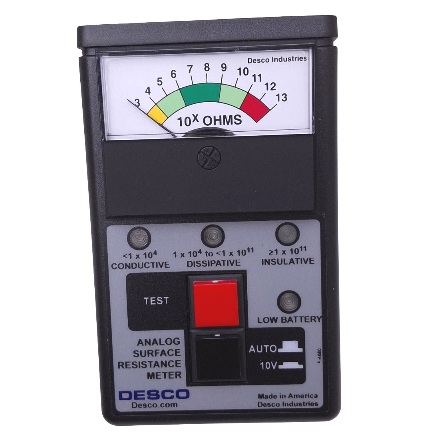 Used Desco 19784 Surface Resistance Test Kit, 10³ to 10¹³ Ohms, 10V/100V Switch, 9VDC